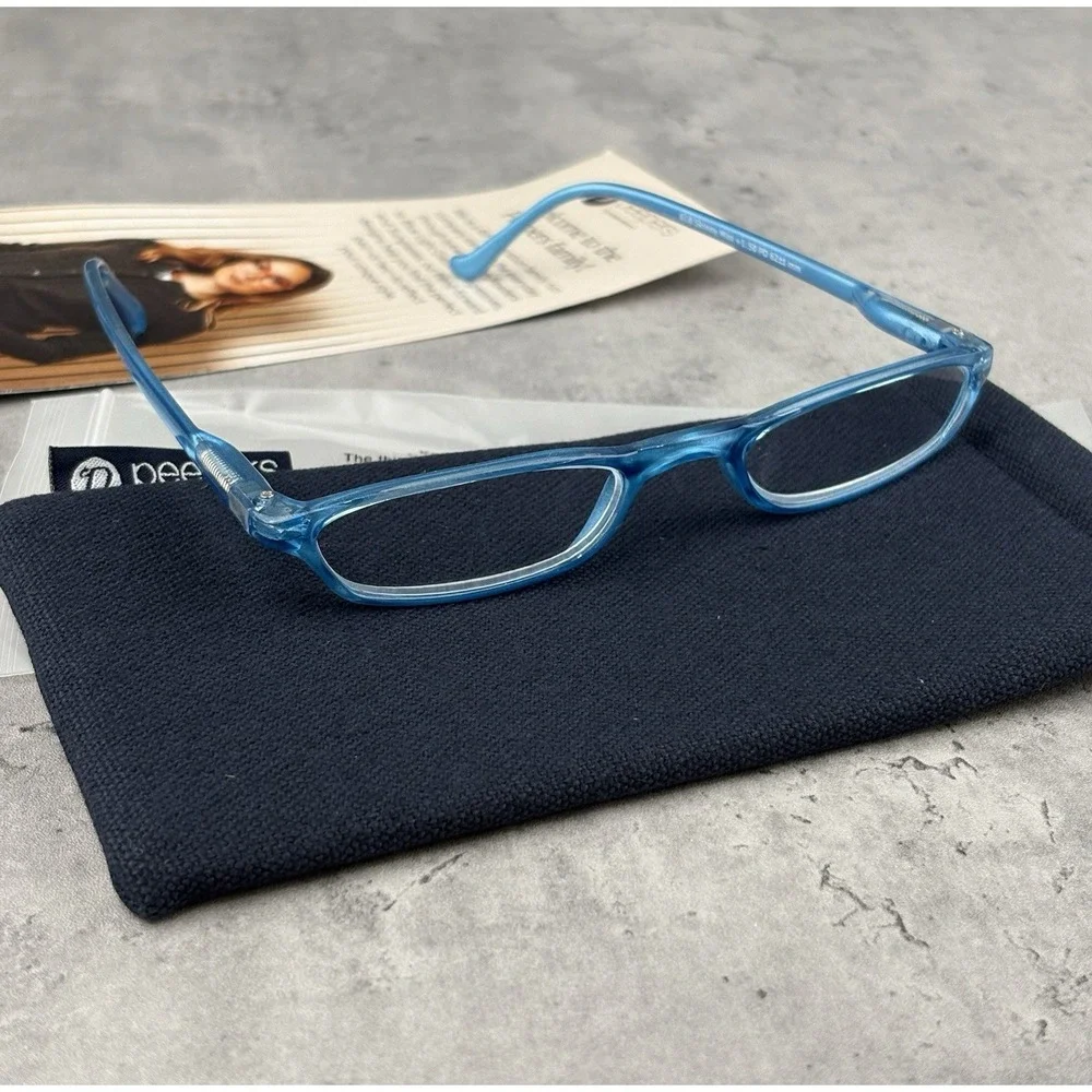 Peepers Skinny Mini 618 Blue Reading Glasses Readers +1.50 Unisex w/ Case